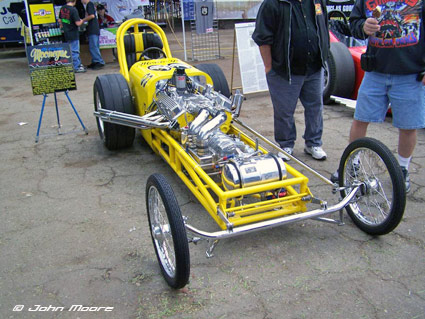 The Mooneyes dragster was on hand but did not participate in Cacklefest
